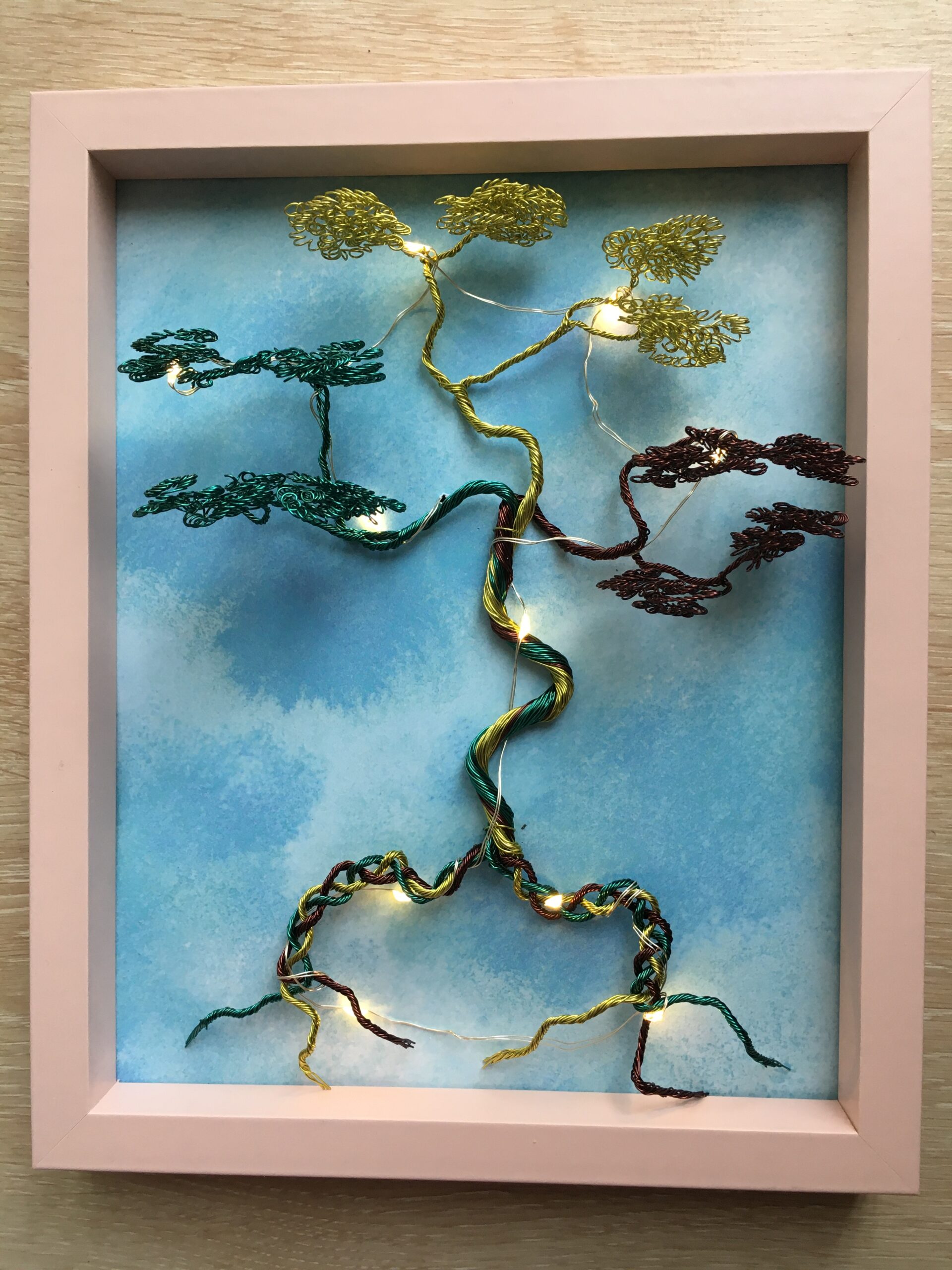 Framed Brown gold green Tree