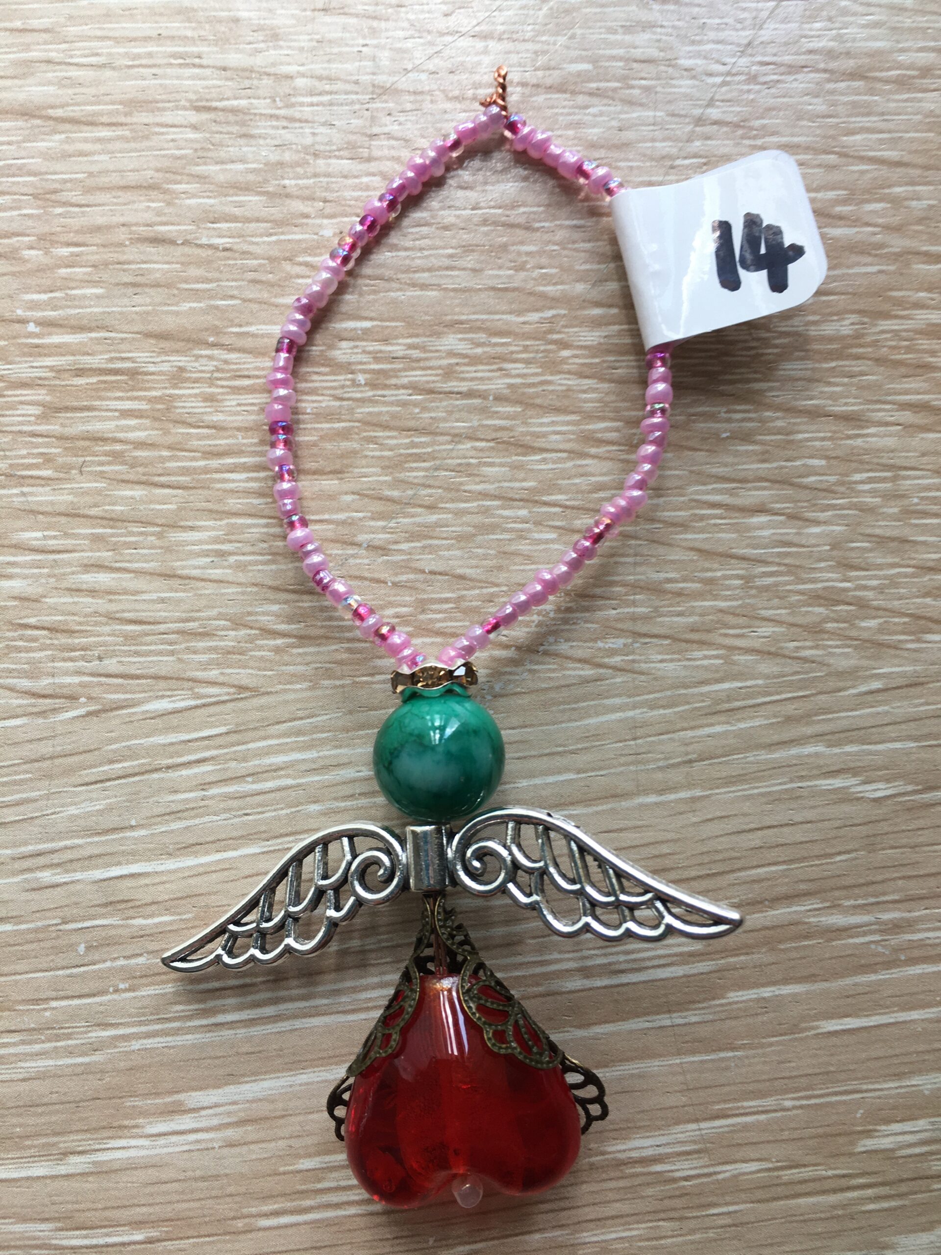 Heart Angel with Red Heart, Green Head and Pink Loop